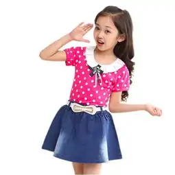 2015新款儿童裙子牛仔裙公主裙韩版小女孩裙子粉红色150