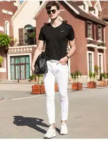 m2018夏季男式短袖t恤韩系男装短袖时尚百搭纯色圆领短袖