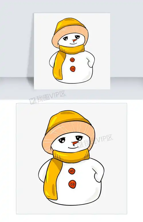 手绘冬季系黄色围脖的雪人插画图片素材psb格式下载动漫人物大全