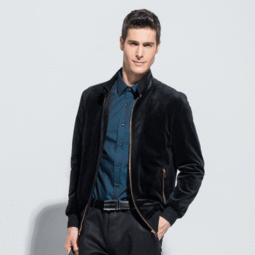 tedelon太子龙男士立领丝绒夹克ysqx1jk017黑色系800170m