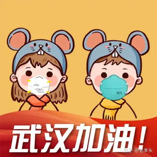 戴医用口罩的卡通头像防