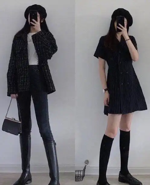 修身的黑色连衣裙勾勒出女生的身形线条,穿出女生的妖娆和性感
