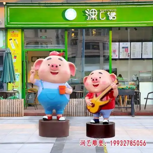 玻璃钢卡通猪仔雕塑海南猪树脂雕塑厂