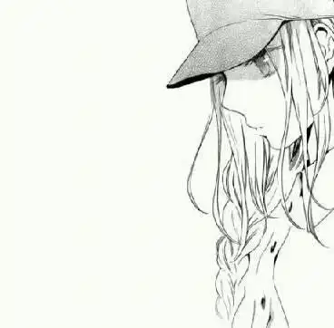 一个女生低着头走路的黑白动漫头像