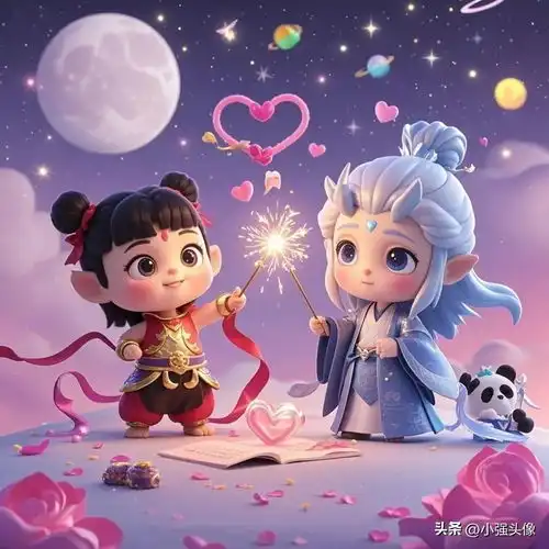 动漫头像哪吒敖丙q版cp头像