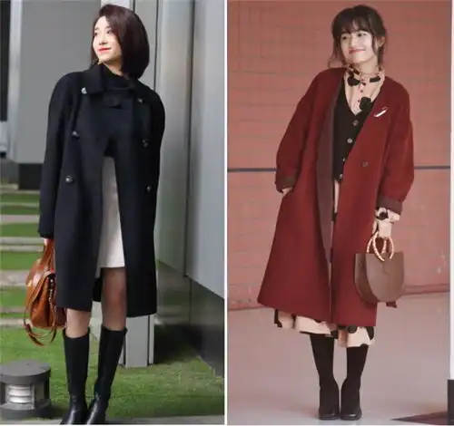 今年最火的呢大衣半身裙搭配,40岁女人照着穿,保暖又洋气