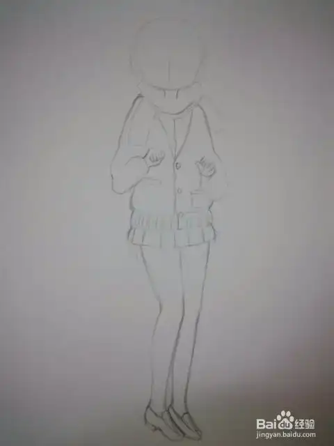 如何画戴着围巾的动漫人物全身像