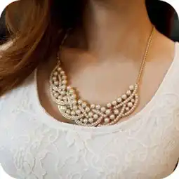 大小珍珠分串,项链式假领