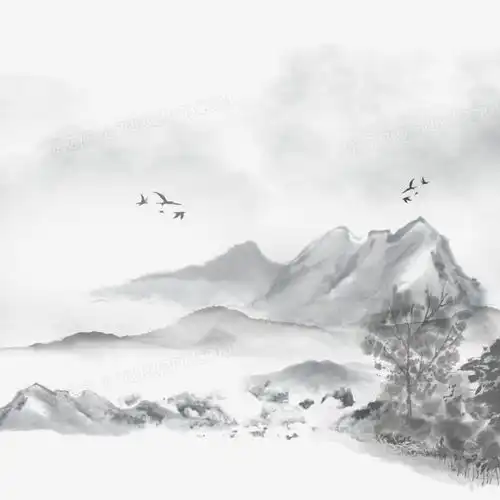 卡通创意山水画中国风风景元素png图片素材下载风景png熊猫办公