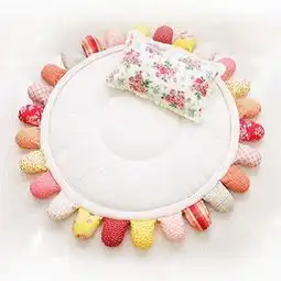 韩国白色太阳花夹棉加厚地垫宝宝爬行垫圆堆糖,美好生活研究所