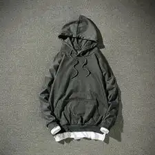 w9118年春款纯色国潮港仔风连帽男士卫衣宽松版青少年卫衣