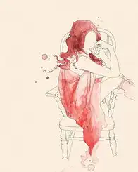 治愈系手绘梦中女子