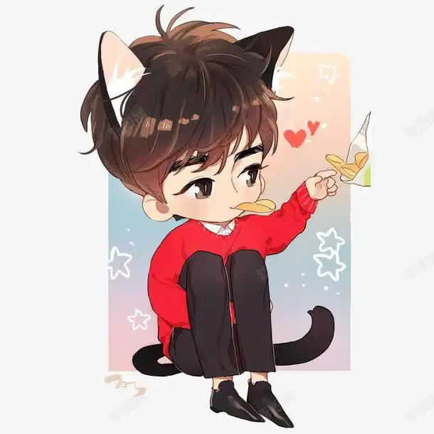 卡通猫咪男生吃薯片设计图片免费下载页面网页平面电商创意素材吃月饼素材