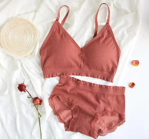 卓纪日系华夫格吊带抹胸美背文胸无钢圈夏薄款透气胸罩运动内衣女