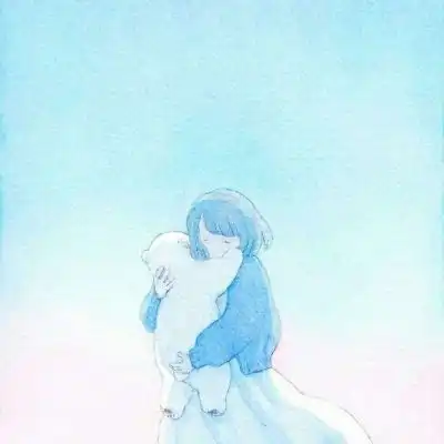 安奈治愈系插画女孩和北极熊卡通动漫头像我要个性网