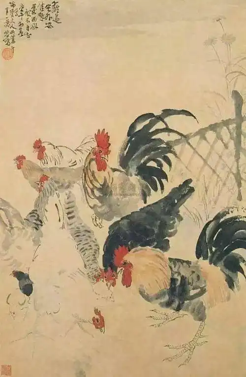 古今画鸡大吉大利,吉星高照