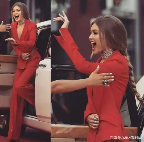 超模gigihadid驾驭过的红色高定礼服,天使娃娃脸,完美身材