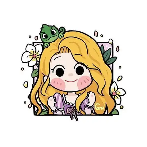 迪士尼公主系列手绘头像女生团头