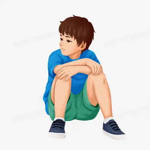 手绘孤独的小男孩插画元素png图片素材下载插画png熊猫办公