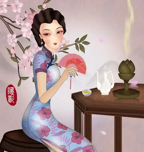 垂柳柳枝燕子古风唯美旗袍美人