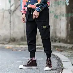 秋冬日系街拍新款男士加厚工装裤潮束脚休闲裤k1927p65控88