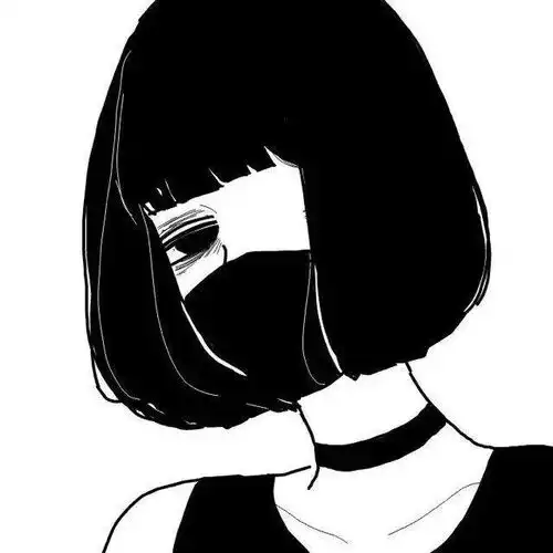 卡通女生头像简单黑白