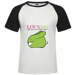 爱我系列可爱动物兔时尚插肩纯棉短袖t恤男款