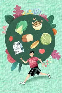 绿色系卡通手绘风美食牛奶蔬菜面包配图插画图片千库网
