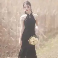 薇绣特色女装黑色小晚礼服裙女孤注一掷金晨同款连衣裙平时可穿旗袍鱼尾主持人多少钱