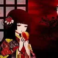 红色衣服或者有红色有黑色黑色长发的动漫少女图片越多越好,啦啦啦啦
