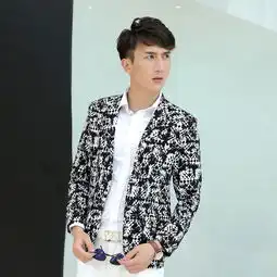 2016秋装新款潮男小西服个性男士花西装男礼服潮男时尚花西装