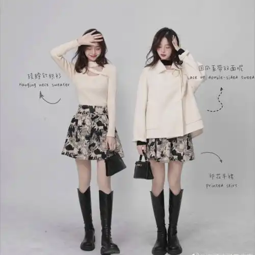 2022早春流行穿短裙中筒靴,洋气又显高,小个子都爱了