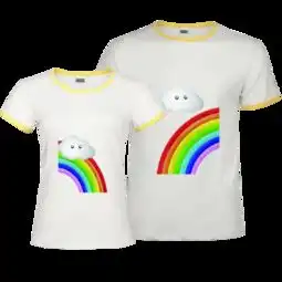 彩虹撞色情侣装纯棉t恤