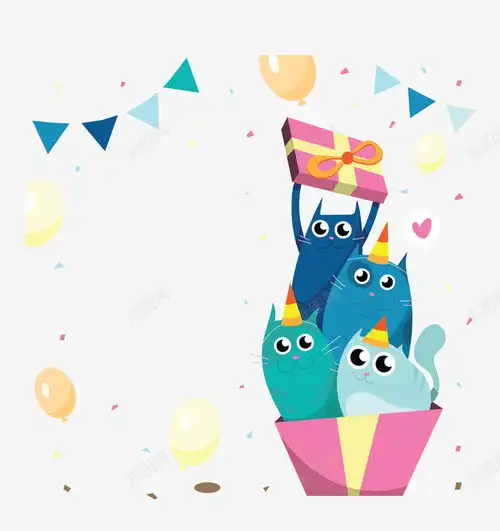 生日礼物卡通猫咪矢量图免费下载页面网页平面电商创意素材生日快乐素材