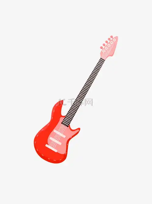 手绘风可爱卡通音乐节乐器之红色电吉他元素素材图片免费下载千库网