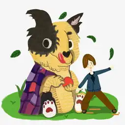 爱护动物和小狗一起玩耍个性插画图片素材其他格式下载动漫人物大全