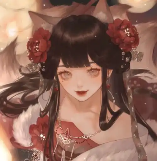 精致古风女头明眸朱唇启,展颜谢百花