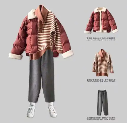 灰色森林系外套温柔炸了长袖毛衣阔腿裤最是好搭,看起来顺眼