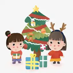 手绘可爱卡通小女孩拆礼物过圣诞圣诞节快乐图片素材其他格式下载动漫人物大全