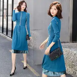 2019年流行裙子秋冬季新款女装针织打底连衣裙中长款过膝收腰春秋