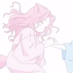 情侣头像,日本漫画的,女生是粉色衣服,男生是蓝色的衣服,牵手的