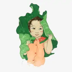 儿童节绿色商业插画小女孩大荷叶免抠图片素材其他格式下载动漫人物大全
