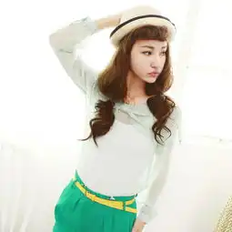 春装zc日系甜美女装蝴蝶结圆领长袖雪纺衫