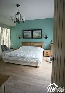 三米设计简约风格公寓小清新绿色经济型130平米卧室灯具效果图