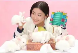 贡米化身甜美版嫦娥中秋与小白兔庆团圆