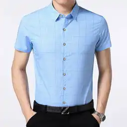 2018夏季新款简约时尚花色气质男装短袖衬衫