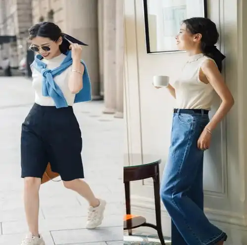 40的姐姐别穿黑白灰,学这位韩系博主的蓝白色搭配,清爽又优雅