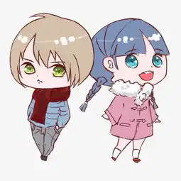 冬日暖阳下的金头发的男孩和蓝头发的女孩图片素材其他格式下载动漫人物大全