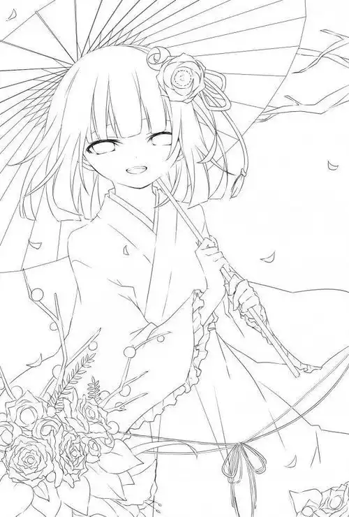 可爱系二次元动漫美少女绘画线稿