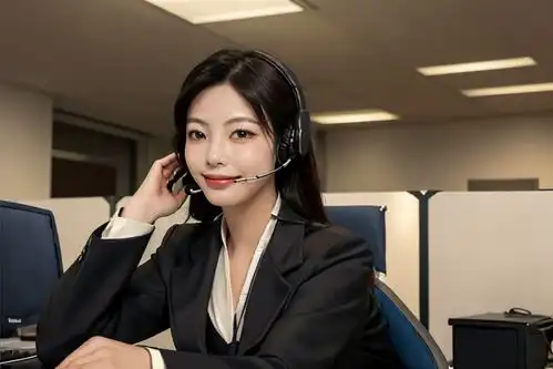 电脑女性客服人物肖像摄影图摄影图